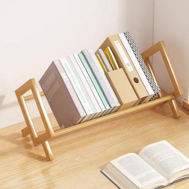 Imagem de TourKing Estante de mesa de bambu, estante inclinada de revistas, arquivos de livros, arquivos de cartas, exibição de CD, rack de armazenamento na sala de estar/casa/escritório (cor de tronco, 40,6 cm