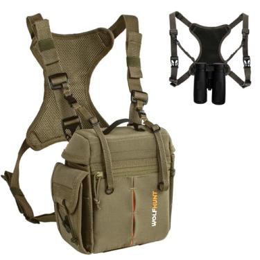 Imagem de WOLFHUNT Pacote De Peito Para Arnês Binocular Com Fecho Magnético, Estojo Para Binóculos Com Bolsa Para Telêmetro Removível, Bolsa Para Binóculos Camuflada Com Alça Ajustável Para Caça, Observação D