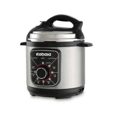 Imagem de Panela De Pressão Midi Preto Aço Inox Digital 5L 127V - Itatiaia, 110V