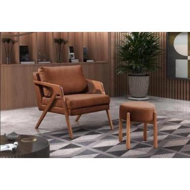 Imagem de Poltrona Decorativa Mona Madeira Maciça material sintético Caramelo - 