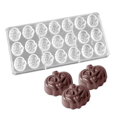 Imagem de TUKE Molde profissional de policarbonato para chocolate, doces, sabão, gelo – resistente, flexível, antiaderente, seguro para lava-louças de grau alimentício (D_ Abóbora)