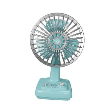 Imagem de IEUDNS Mini ventilador de mesa pessoal com design, 3 velocidades, elétrico, leve, portátil, para cozinha, acampamento, estudo, carro, presente, Azul Claro
