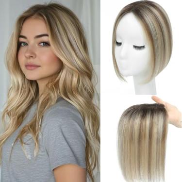 Imagem de SARO-UP Toppers de cabelo para mulheres com base de renda suíça amarrada à mão sem franja 25,4 cm para cabelos ralos (2T613#)