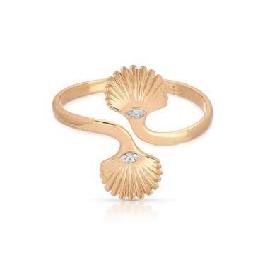 Imagem de Ettika Bracelete de ouro. Pulseira para mulheres, punho de concha Santorini. Pulseira banhada a ouro 18 k. Punhos de banda. Joias, presentes de aniversário para mulheres