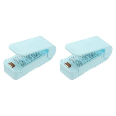 Imagem de PATIKIL Mini máquina de selagem portátil, 2 peças, seladora a vácuo térmica portátil para alimentos, mini seladora magnética para sacos de plástico, armazenamento de lanches, azul (alimentado por
