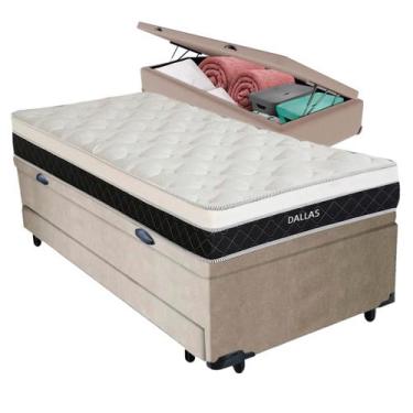 Imagem de Bicama Baú + Colchão Dallas Molas V-tech Solteirão, Bege