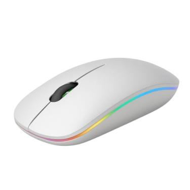 Imagem de Mouse Wireless 2.4GHz Recarregável com Iluminação RGB – Design Silencioso e Confortável (PRATA)