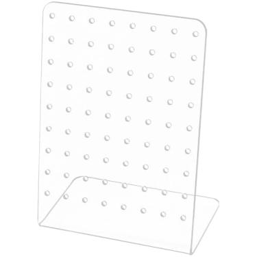 Imagem de SUNNYCLUE 4 peças de suporte de brincos de acrílico transparente para exibição de 72 furos, joias inclinadas para trás, organizador de mesa, suporte de exibição, suportes para colares, pulseiras