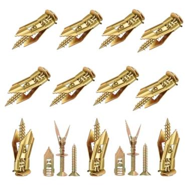 Imagem de 60 âncoras autoperfurantes para drywall com kit de parafusos, 30 âncoras de parede de drywall de aço zincado (0,47 x 1,45 cm) e 30 parafusos zincados, fácil aplicação sem broca ou furos na parede