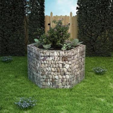 Imagem de Painel De Parede De Arame De Malha De Cama Elevada De Gabião Hexagonal, Gaiolas De Pedra De Jardim Cesta Gabião Para Paisagem Ao Ar Livre Gramado Vegetal Flor, 160x140x100 Cm
