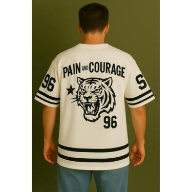 Imagem de Camiseta Streetwear Oversized Masculina Pain In Courage - swagon, GG