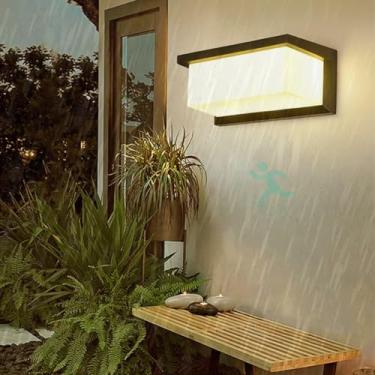 Imagem de Lâmpadas LED de parede externas com sensor de movimento IP65 à prova d'água iluminação de parede luzes de varanda arandela moderna luz de segurança externa interna/externa para cerca de garagem de
