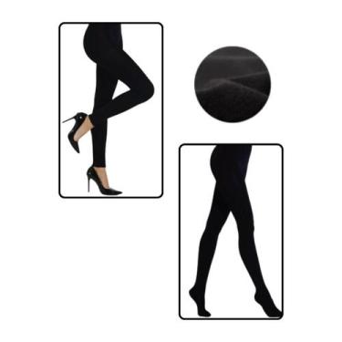 Imagem de Meia Calça Com e Sem Pé Preta Flanelada Térmica Ajuste Corpo - J&y, Pr