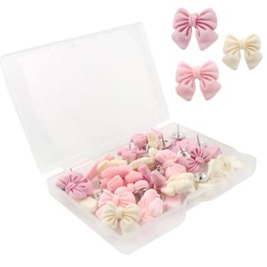 Imagem de CHENJIN 30 peças de tachas de laço tricolor para quadros de fotos, quadros de avisos, quadros de cortiça para fotos, pôsteres, mensagens