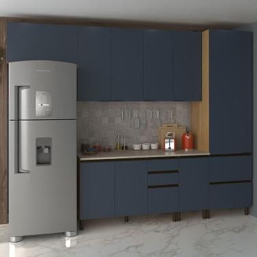 Imagem de Cozinha Completa Bartira Cristal Tempero Com 8 Portas Lâmina De Mel-azul Royal