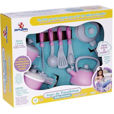 Imagem de Jogo De Panelinhas Baby Gourmet Rosa Brinquedo Para Meninas + 3 Anos