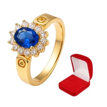 Imagem de Anel Aliança de Ouro Banhado 18k 750 725 Azul, Verde, Vermelho + Caixinha Veludo Vermelha (Azul Safira, 14)