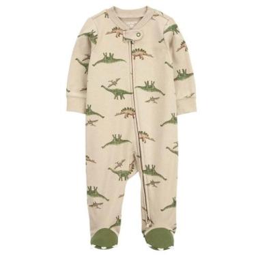 Imagem de Pijama/Macacão Carter's, de algodão - Dinossauro/Bege, RN