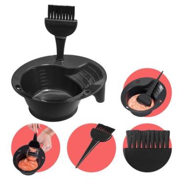 Imagem de Kit Conjunto Coloração Cabelo 1 Tigela 300ml 1 Pincel Salão de Beleza 