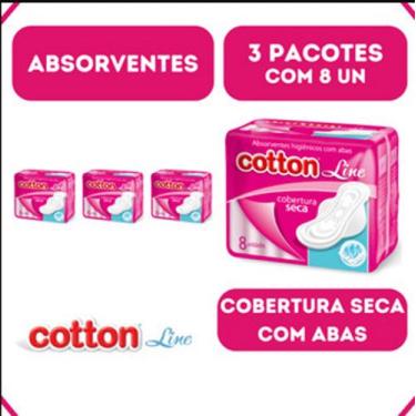 Imagem de Absorvente Cotton Cobertura Seca - Com Aba - Kit 3 - 8 Un