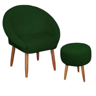 Imagem de Poltrona com puff para sala de estar recepção resistente confortavel MOBLAN decor (VERDE BANDEIRA)