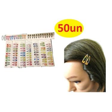 Imagem de 50 Presilhas De Cabelo Tic Tac Pequeno 3Cm Sortido Infantil - Lynx Pro