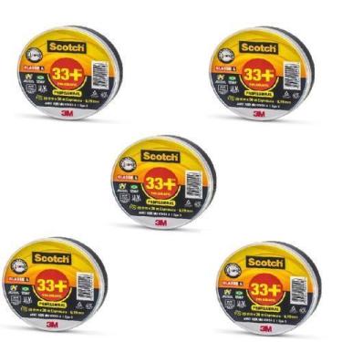 Imagem de Fita isolante 3m scotch 33+ 20 metros kit 5 peças