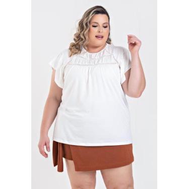Imagem de Blusa Feminina Plus Size Malha Suede Detalhes em Renda - Serena, G3, O