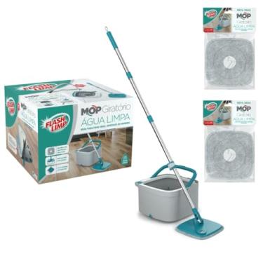 Imagem de Kit 1 Mop Agua Limpa Giratório MOP0648 + 2 Refil Extra RMOP0648