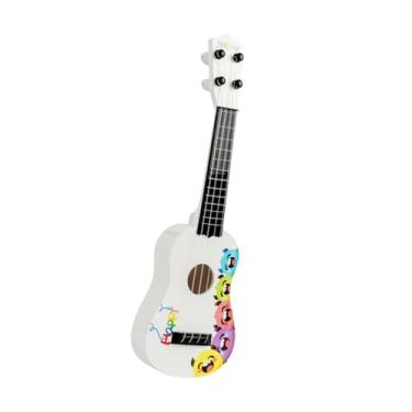 Imagem de simhoa Infantil ukulele brinquedo de quatro cordas guitarra de guitarra portátil brinquedo, instrumento musical, para garotas para iniciantes infantil, Branco