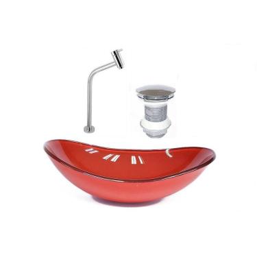 Imagem de Cuba Vidro Oval 47Cm V Ferrari + Válvula Click + Torneira