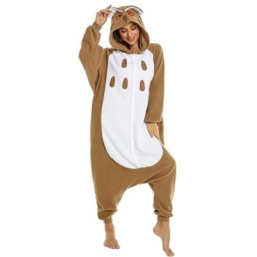 Imagem de CANASOUR Pijama de Halloween para adultos, anime, unissex, cosplay, anime, cosplay, fantasia de festa de Natal, Coruja marrom, Small