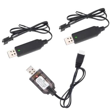 Imagem de 3pcs USB Charging Cable Set, 3.7V SM-2P and 7.4V XH-3P Connectors with Indicator for RC Cars Drones Gel Blasters Bubble Guns