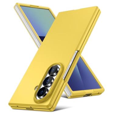 Imagem de DNTMZIN Capa para Samsung Galaxy Z Fold 7, ultrafina, fosca, à prova de choque, policarbonato rígido com aderência antiderrapante, proteção total, amarelo-limão 010-ZFOLD7-09