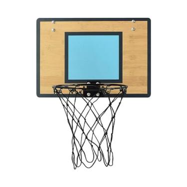 Imagem de UGPLM Mini cesta de basquete, cesta de bambu com bola de basquete, brinquedo de jogo sobre a porta para sala, quintal, dunking