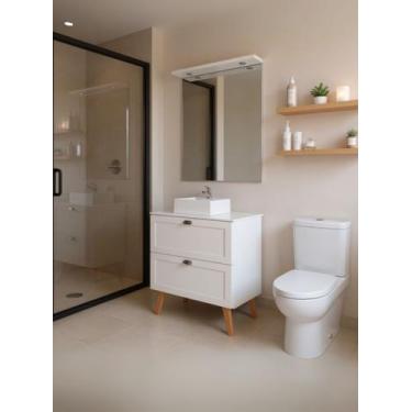 Imagem de Gabinete para Banheiro com Tampo Cuba e Espelheira 80cm Retro Mdf Bran