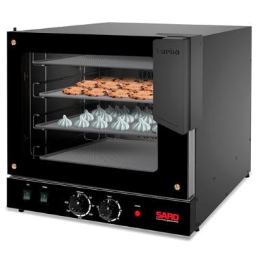 Imagem de Forno Turbo Elétrico 4 Esteiras SARO FTD22 2500W com Painel Digital e Interior Inox Preto 220V