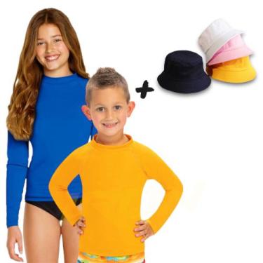 Imagem de Kit Camiseta Proteção UV Solar + Chapéu Bucket Verão INFANTIL PLT 366 