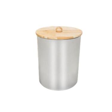 Imagem de Lixeira Escritório Cozinha Banheiro Plástico 8l C/ Tampa Madeira - Mad