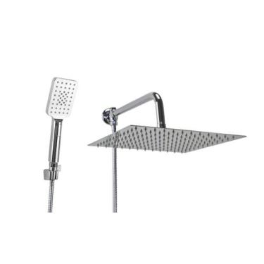 Imagem de Ducha Chuveiro Inox 304 30 cm c/ Chuveirinho de ABS c/ Trava - AMG Met
