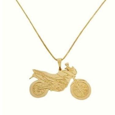 Imagem de Corrente Com Pingente De Moto Falcon Banho De Ouro - Jhulias Joias E S