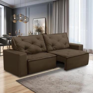 Imagem de Sofá Retrátil e Reclinável 3 lugares com Molas 2,00m Aline Suede Marro