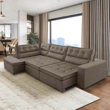 Imagem de Sofá de Canto Retrátil e Reclinável com Molas 3,00x2,00 Marília Suede 