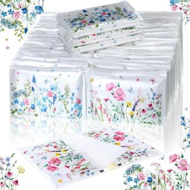 Imagem de Lenços de bolso Fourluoo Summer Floral, pacote com 50, 3 camadas