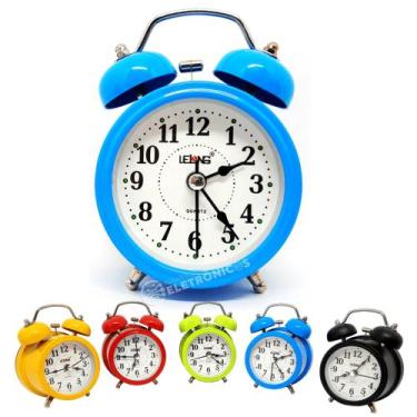 Imagem de Relógio de Mesa Retrô Com Despertador  De Corda Mecânico  Dois Sinos B