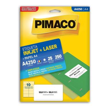 Imagem de Etiqueta inkjet/laser A4250 com 25 folhas Pimaco