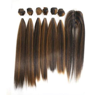Imagem de Pacotes de cabelo sintético X-TRESS com fecho, preto, ombre, marrom mé