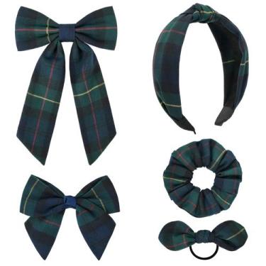 Imagem de Acessórios de cabelo DEEKA Plaid Bow Set 5 estilos para meninas