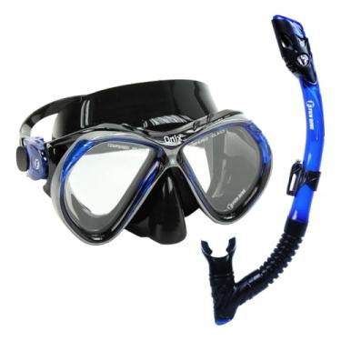 Imagem de Fun Dive Kit Onix Máscara de Mergulho com Snorkel, Silicone, Vidro Temperado, Válvula Dupla, para Mergulho e Pesca Submarina (Preto/Azul)