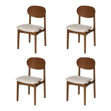 Imagem de Conjunto 4 Cadeiras de Jantar Samba Encosto Ergonômico Jequitibá Nozes
